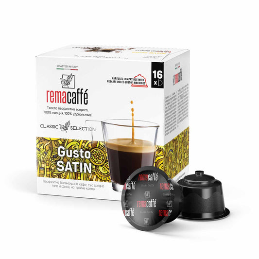capsule REMACAFÉ Gusto Satin, 16 buc., compatibile cu aparatele de cafea Nescafe Dolce Gusto