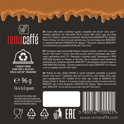 REMACAFFÉ Cortado capsules, 16 pcs., compatible with Dolce Gusto coffee machines