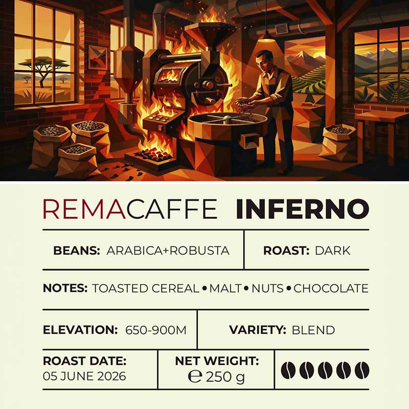 Кафе на зърна REMACAFFE Inferno, 250 гр.